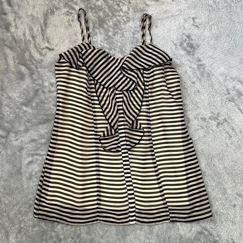 Xhilaration Striped Ruffle Tank Top